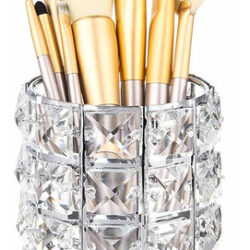 Porta-pincel De Maquiagem Akoak Crystal Metal Silver