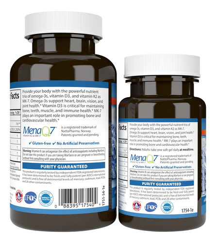 Suplemento Carlson Elite Omega-3 Plus D & K 60+30 Softgel - Imagem 3