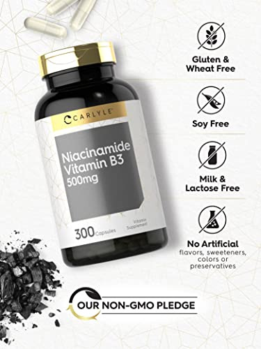 Suplemento Carlyle Niacinamida Vitamina B3 500 Mg 300 Cápsul - Imagem 4