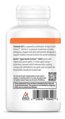 Suplemento Kyolic Aged Alho Extract Formula 103 200 Cápsulas - Imagem 2