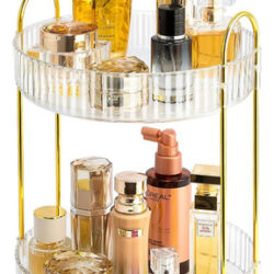 Organizador De Banquinho De Banheiro Giratório Com Tampa Gra