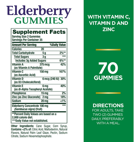 Suplemento Nature's Bounty Elderberry Gummies 70 Gomas - Imagem 2