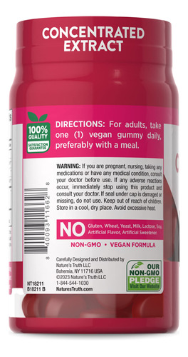 Suplemento Nature's Truth Cranberry Gummies 60 Gomas Veganas - Imagem 6