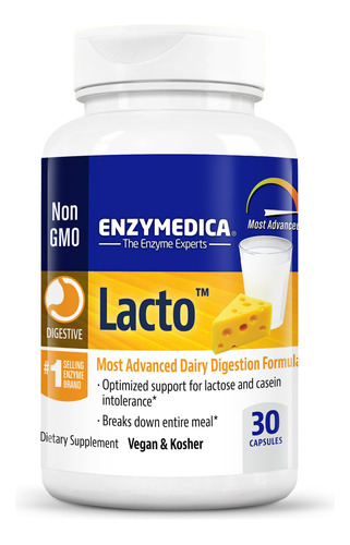 Suplemento Enzymedica Lacto Maximum Strength 30 Cápsulas