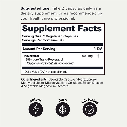 Cápsulas De Resveratrol Toniiq Ultra High Purity 600mg - Imagem 2