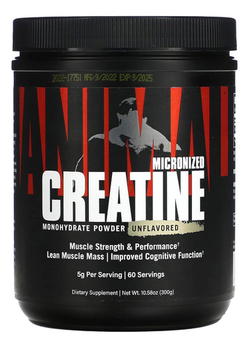 Suplemento Monohidratado De Creatina Micronizada Animal 300g