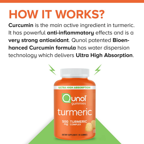 Suplemento Qunol Turmeric Gummies 500 Mg De Curcumina 90 Uni - Imagem 3