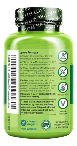 Suplemento Do Sistema Imunitário Naturelo Vegan K2+d3 60 - Imagem 2