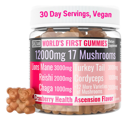 Gummies Shizam Superfood 17 Blend Mushroom Complex 12.000 Mg