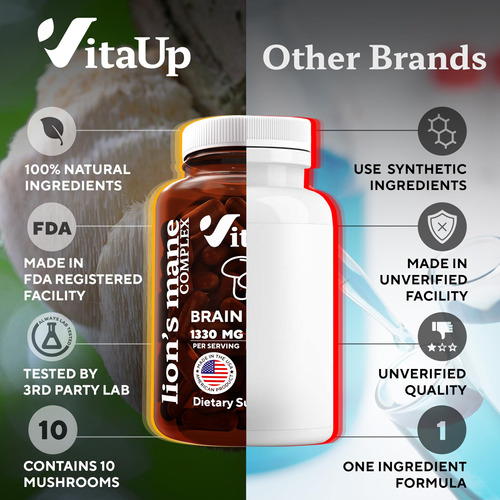 Suplemento Vitaup Lions Mane Mushroom Complex 1330 Mg 120 Ct - Imagem 6