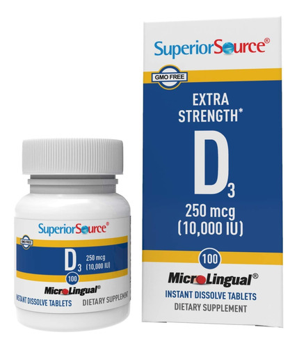 Vitamina D3, 10000 Ui, Comprimidos Sublinguais Super Source