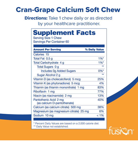 Suplemento Bariatric Fusion Cranberry Grape Calcium 500mg - Imagem 2