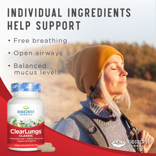 Suplemento Ridgecrest Herbals Clearlungs 60 Cápsulas - Imagem 7