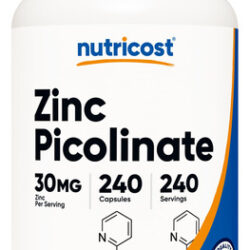 Suplemento Nutricost Picolinato De Zinco 30mg 240 Cápsulas