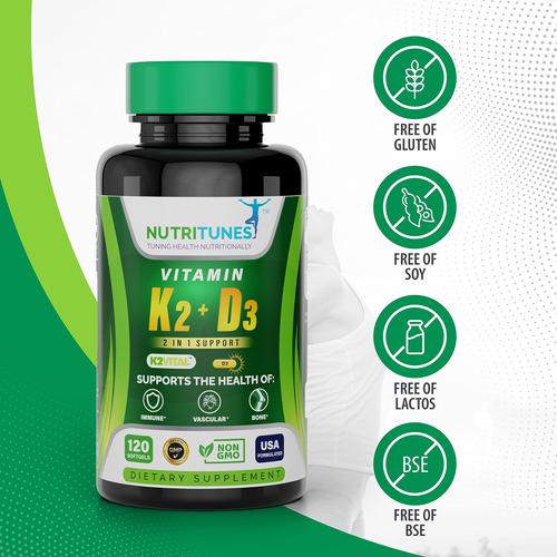 Suplemento Nutritunes Vitamina K2+ D3 5000iu (120 Cápsulas) - Imagem 6