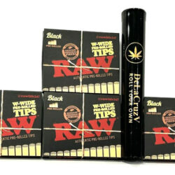 Pontas De Cone Pré-enroladas Raw Black Wwide 4 Pacotes De 18