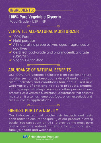 Glicerina Vegetal Us+ 100% Pura De Grau Farmacêutico E Alime - Imagem 5
