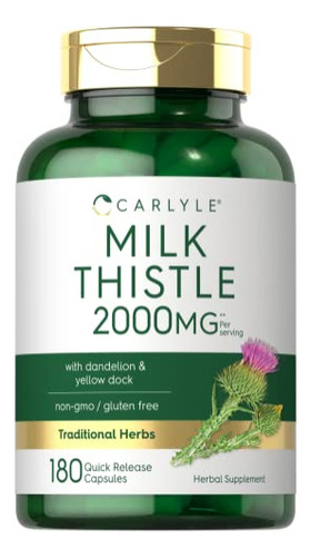 Suplemento Carlyle Milk Thistle 2000 Mg 180 Cápsulas