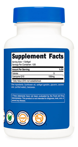 Suplemento Nutricost Coq10 Softgels 100mg 120 Porções - Imagem 6