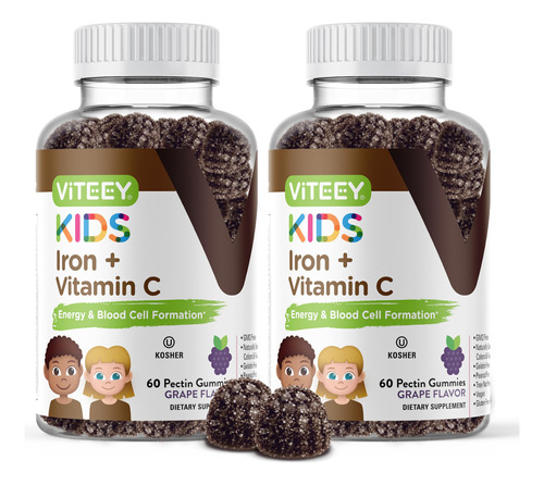 Gomas De Ferro Viteey Para Crianças Com Vitamina C 120 Gomas