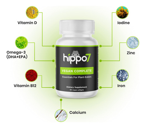 Suplemento Multivitamínico Completo Vegan Hippo7 60 Cápsulas - Imagem 4