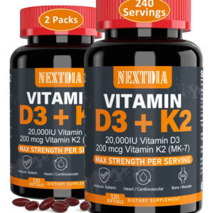 Suplemento De Vitamina D3 Nextdia 20.000 Ui + K2 (mk7) 200mc