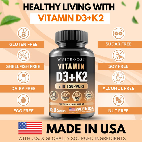 Suplemento Vitboost Vitboost Complexo De Vitamina D3 K2 5000 - Imagem 4