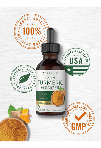 Suplemento Carlyle Curmeric And Ginger Drops 60ml - Imagem 5