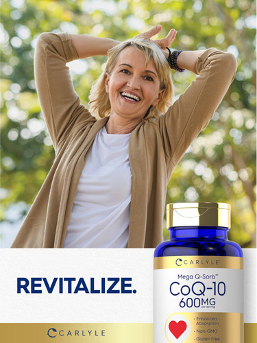 Suplemento Carlyle Coq10 600 Mg Mega Q-sorb 60 Cápsulas Gela - Imagem 6
