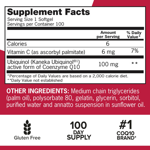 Suplemento Qunol Mega Ubiquinol Coq10 100 Mg 100 Cápsulas Ge - Imagem 4