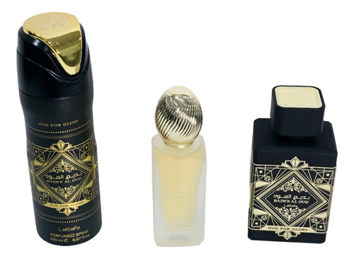 Conjunto De 3 Peças De Perfume Lattafa Bade'e Al Oud For Glo