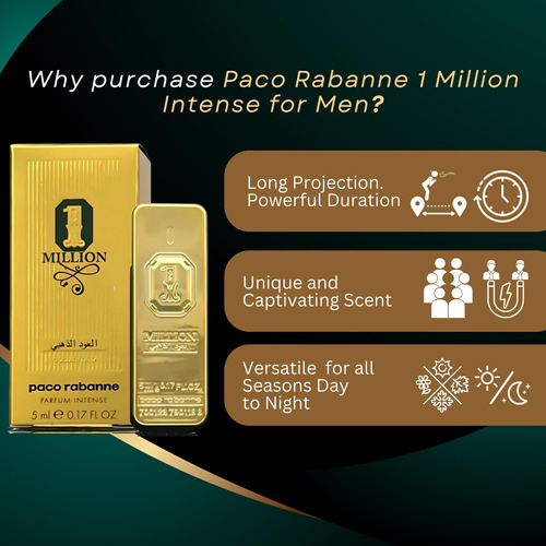 Perfume Paco Rabanne 1 Million Golden Oud Parfum Intense 5ml - Imagem 4