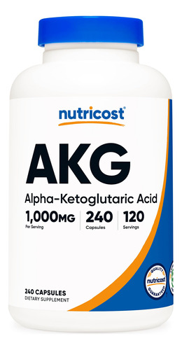 Suplemento Nutricost Akg Ácido Alfa Cetoglutárico 1.000 Mg