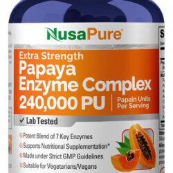 Suplemento Nusapure Papaya Papaine Enzyme 900mg 200 Cápsulas