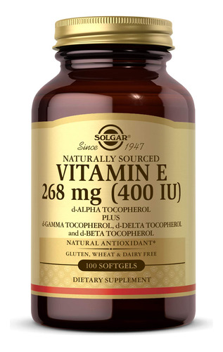 Suplemento Solgar De Vitamina E 268 Mg (400 Ui) 100 Cápsulas