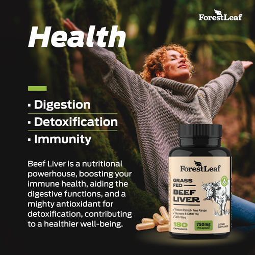 Suplemento De Fígado Bovino Forestleaf 3000 Mg 180 Cápsulas - Imagem 5