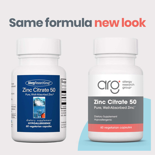 Suplemento Allergy Research Group Citrato De Zinco 50 Mg 60 - Imagem 2
