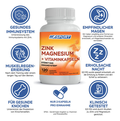 Suplemento Zmg Magnésio Zinco Com Vitaminas B6, B9 120 Cápsu - Imagem 3
