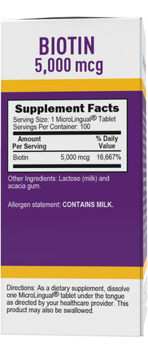 Suplemento Comprimidos Sublinguais De Biotina De 5000mcg De - Imagem 4