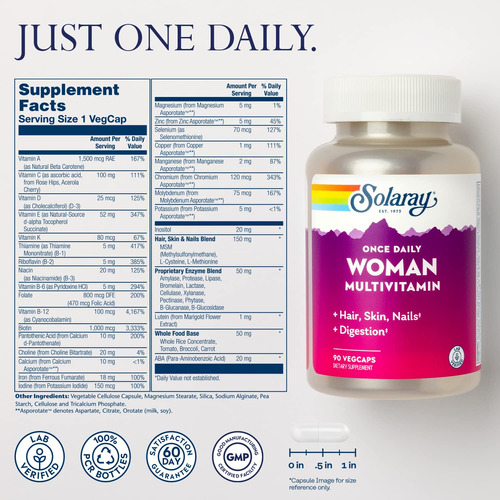 Multivitamínico Solaray, Uma Vez Ao Dia, Para Mulher, Com 90 - Imagem 2