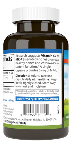 Suplemento De Vitamina K2 Carlson 5mg Mk-4 180 Cápsulas - Imagem 3