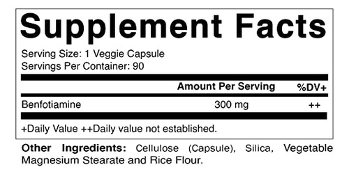 Suplemento Vitamínico Benfotiamina 300mg 90 Cápsulas Vegetar - Imagem 2