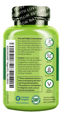 Suplemento Naturelo Vegan B12 Metil B12 1000mcg 90 Cápsulas - Imagem 2