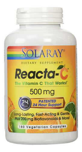 Suplemento Solaray Reacta-c Com 500 Mg De Vitamina C 180 Cáp