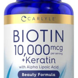 Suplemento Carlyle Biotin 10000mcg 150 Cápsulas Com Queratin