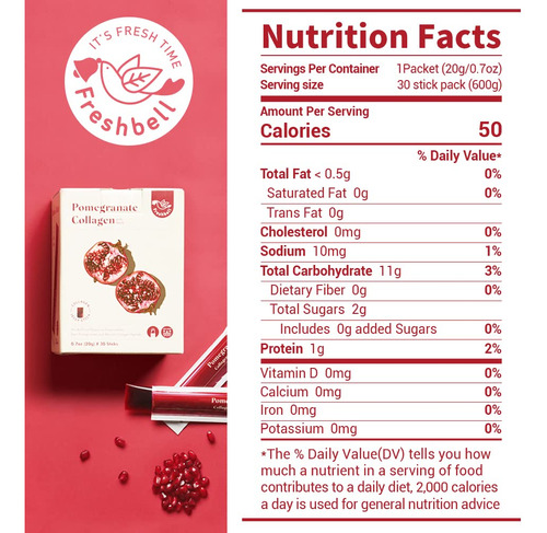 Suplemento De Colágeno Freshbell Pomegranate Jelly 20g X 30 - Imagem 5