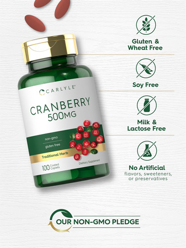 Suplemento Carlyle Cranberry Pills 500 Mg 100 Cápsulas - Imagem 5