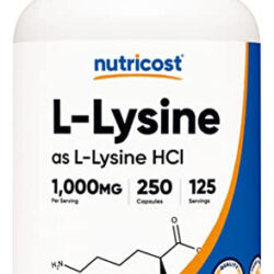 Suplemento Nutricost L-lisina 1000 Mg 250 Cápsulas Sem Glúte