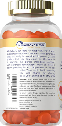 Suplemento Carlyle Coq10 Gummies 200 Mg 140 Unidades Veganas - Imagem 3