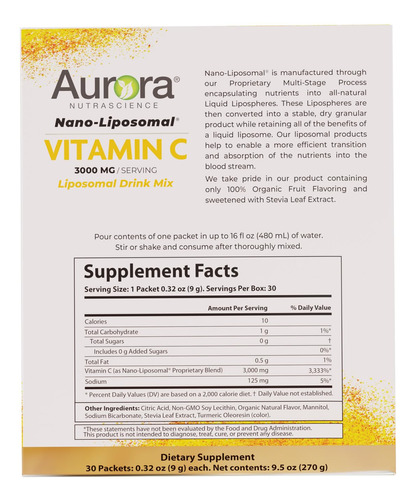 Mix De Bebidas Vitamínicas Aurora Nutrascience Nano-lipossom - Imagem 2